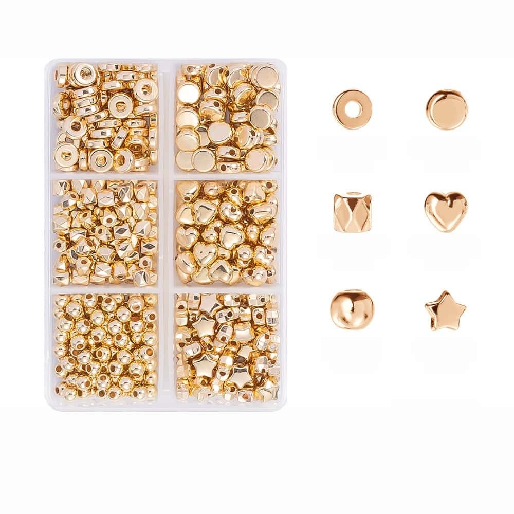 200/350/2160Pcs Alloy Spacer Beads, Flat Round, Gold & Silver Electroplated, Lead Free & Cadmium Free, 4/6/chnegy24‑Grid Storage Box, DIY Bracelet Jewelry‑Making Accessories
