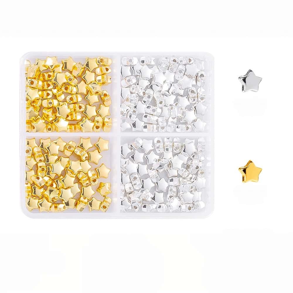 200/350/2160Pcs Alloy Spacer Beads, Flat Round, Gold & Silver Electroplated, Lead Free & Cadmium Free, 4/6/chnegy24‑Grid Storage Box, DIY Bracelet Jewelry‑Making Accessories