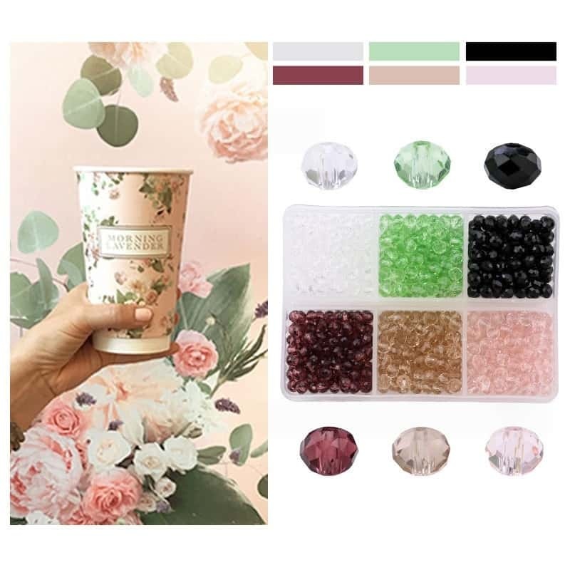 Flat‑Round Glass Loose Beads, Electroplated Finish, 4mm‑600Pcs / 6mm‑240Pcs, 6‑Grid Storage Box, DIY Beading Kit, Matching Accessories