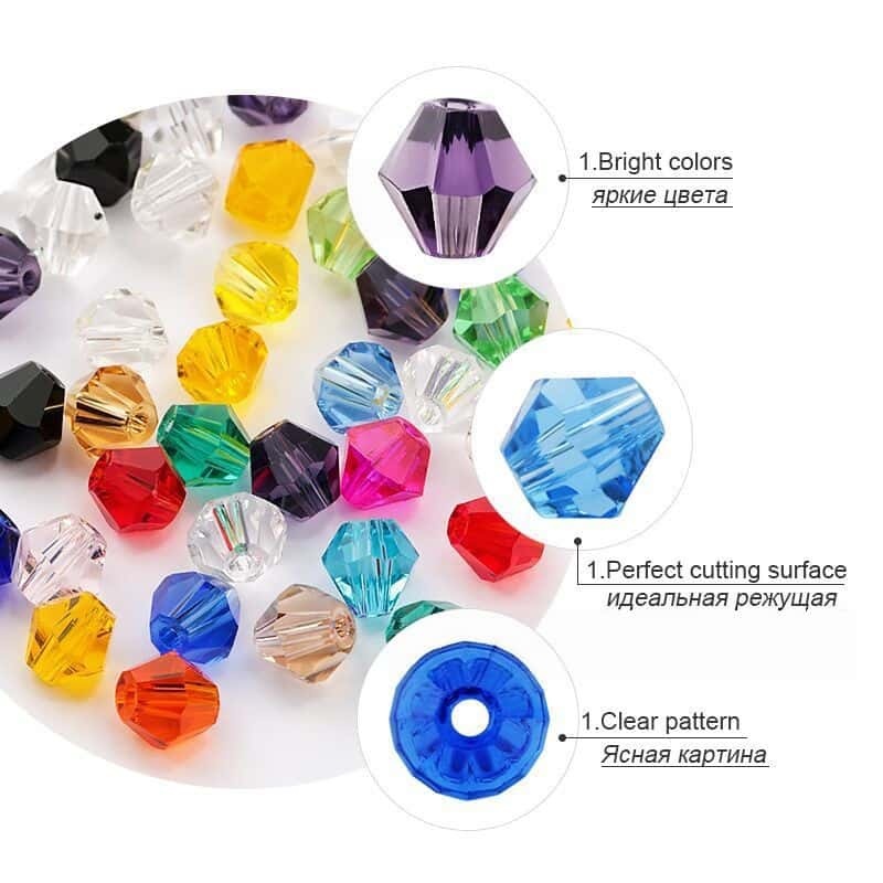 Bicone Glass Loose Beads, Electroplated Finish, 4mm‑600Pcs, Storage Box, DIY Jewelry Making Accessories