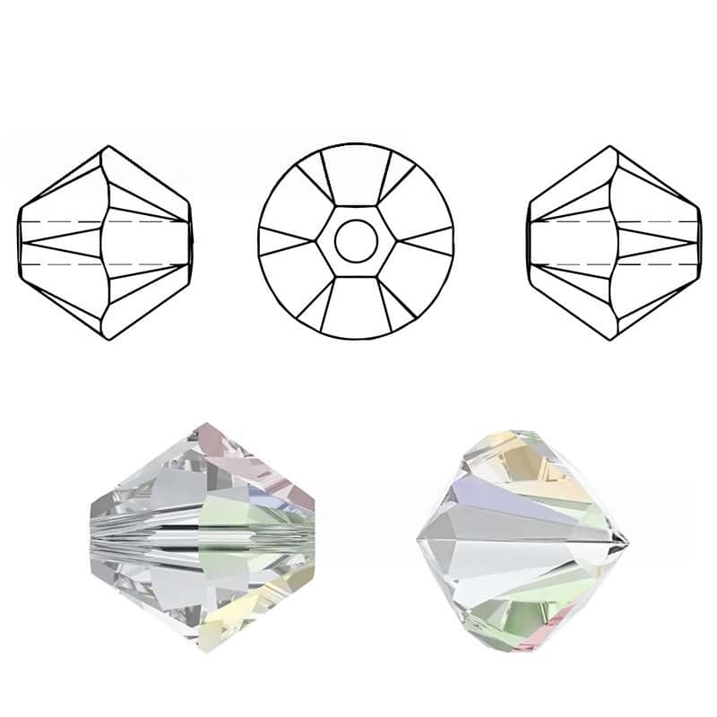 Bicone Glass Loose Beads, Electroplated Finish, 4mm‑600Pcs, Storage Box, DIY Jewelry Making Accessories