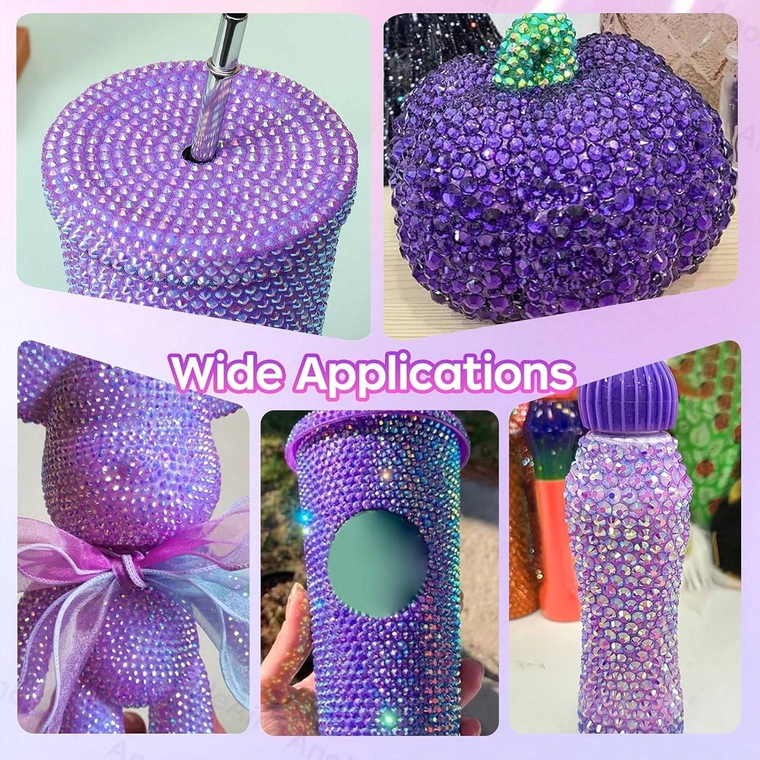 Jelly Rhinestones, Glossy, For Nail Art & DIY Craft, Purple Series, Mixed Sizes 2-6mm, 24 Grids Box