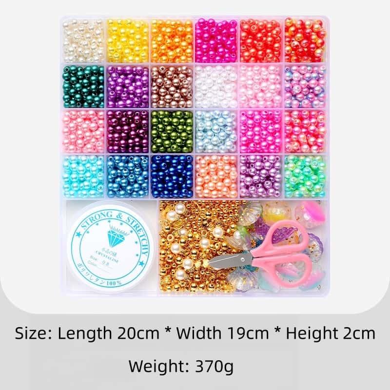 ABS Pearl Beads, Electroplated Iridescent Finish, Straight Hole Design, 26‑Grid Storage Box,DIY Bracelet Jewelry‑Making Accessory Kit