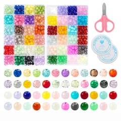Crackle & Solid‑Color Bead Set