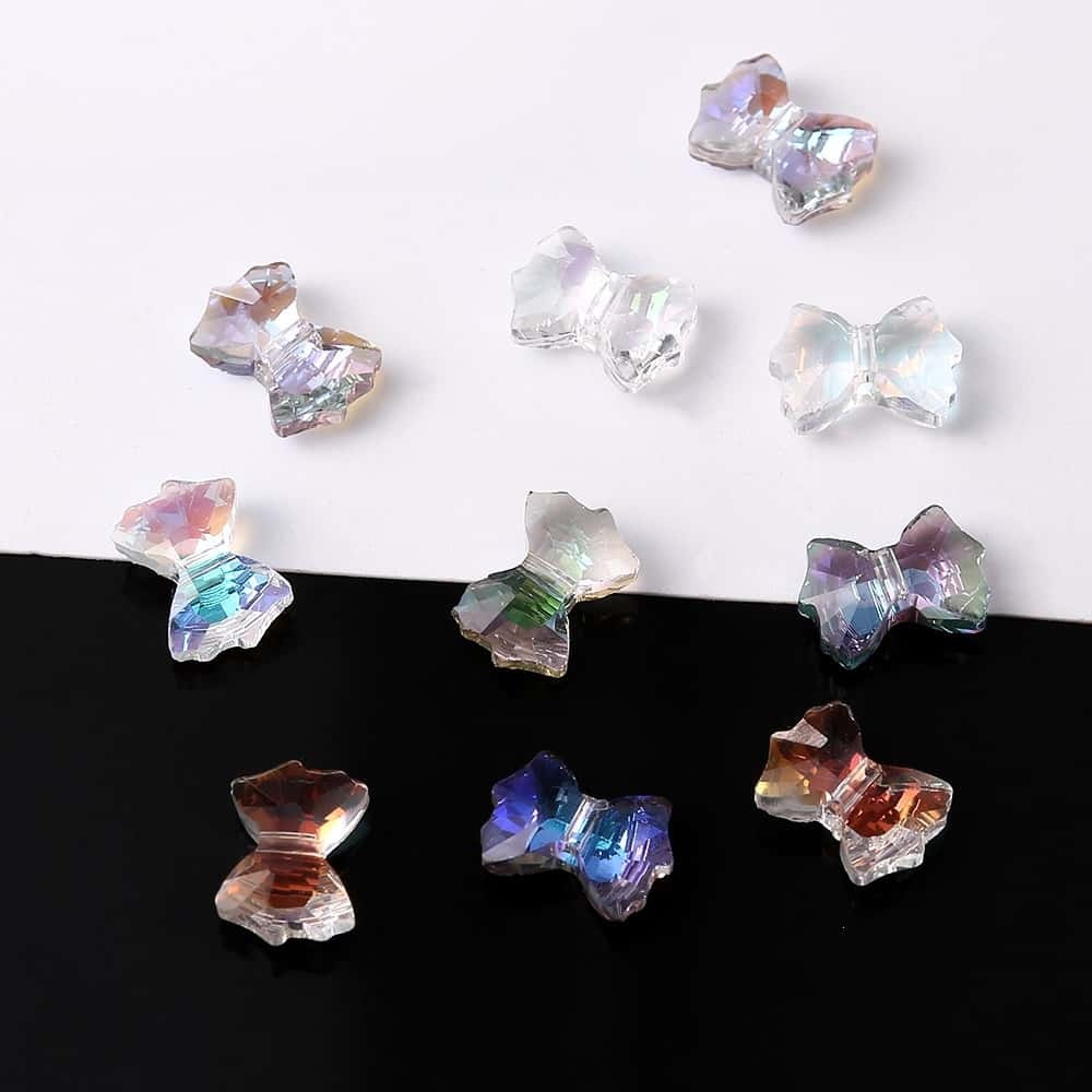 Aurora Beads, Butterfly‑Shaped, Through‑Hole, Electroplated Glass Beads, 72 pcs/box, DIY Bracelet Necklace Accessories