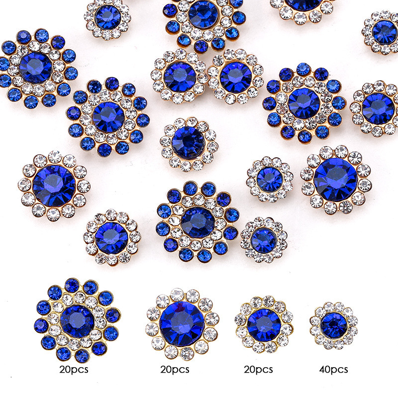 Sew‑On Rhinestones, Flower Buttons, Double‑Layer Flower Embellishments, Mixed‑Size, DIY Jewelry Making Accessories, 100 pcs/pack