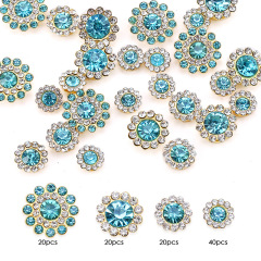 Mixed‑Size Flower Button‑Gold Base, Royal Blue