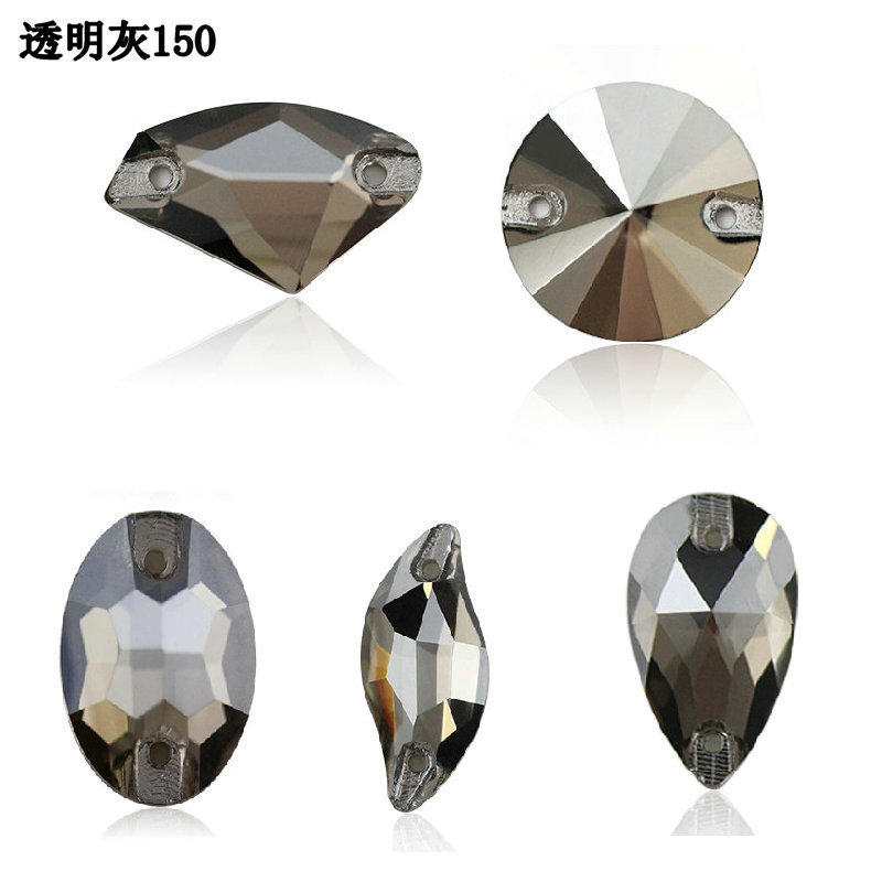 跨境热销水晶玻璃平底异形钻多色国贸圆形平扣 手缝钻diy服饰配件