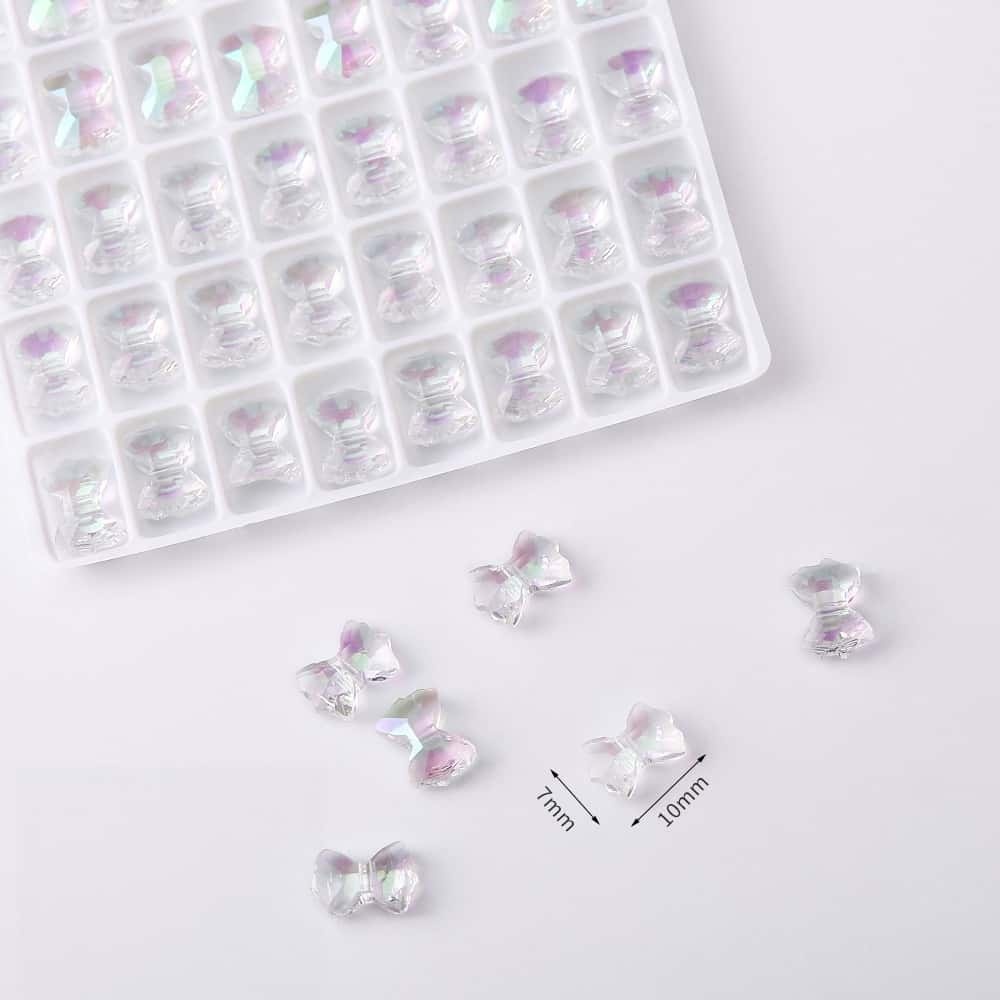 Aurora Beads, Butterfly‑Shaped, Through‑Hole, Electroplated Glass Beads, 72 pcs/box, DIY Bracelet Necklace Accessories
