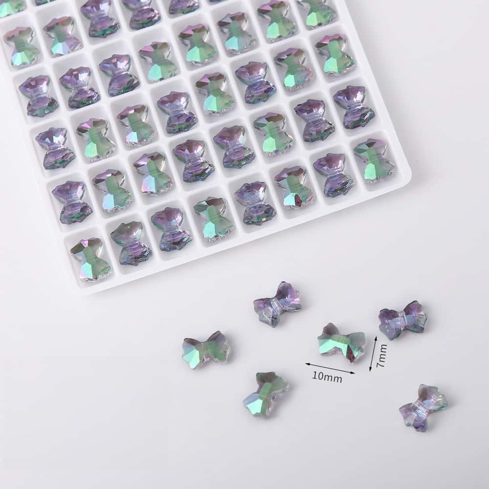 Aurora Beads, Butterfly‑Shaped, Through‑Hole, Electroplated Glass Beads, 72 pcs/box, DIY Bracelet Necklace Accessories