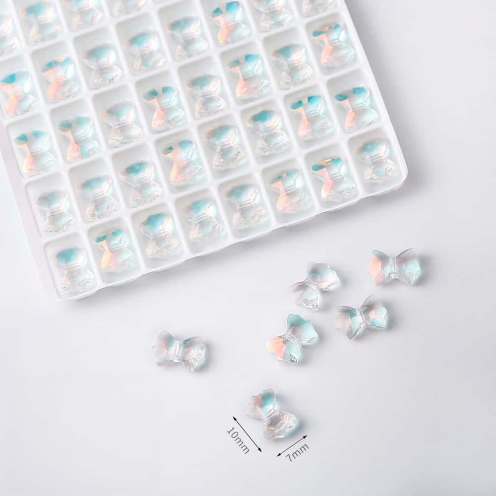 Aurora Beads, Butterfly‑Shaped, Through‑Hole, Electroplated Glass Beads, 72 pcs/box, DIY Bracelet Necklace Accessories