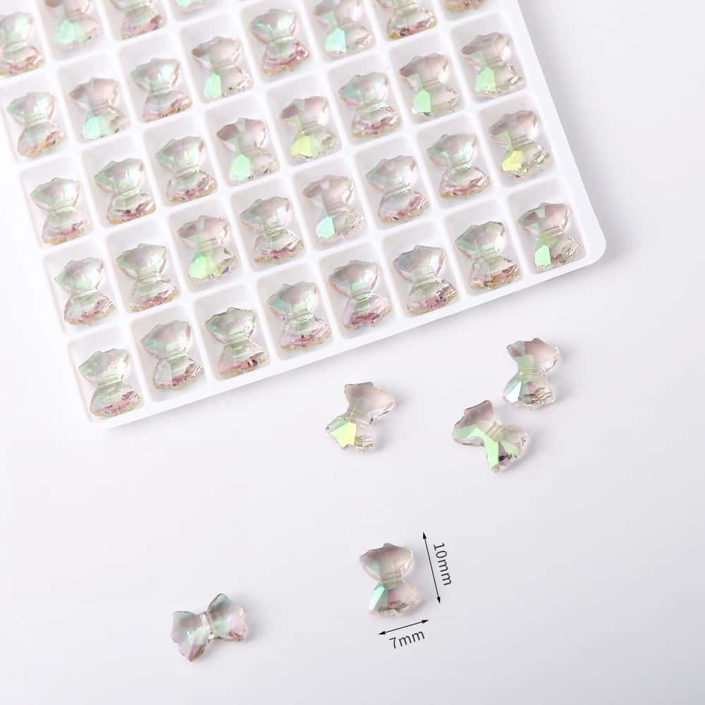 Aurora Beads, Butterfly‑Shaped, Through‑Hole, Electroplated Glass Beads, 72 pcs/box, DIY Bracelet Necklace Accessories