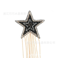 Black Rhinestone With Gold Tassel
