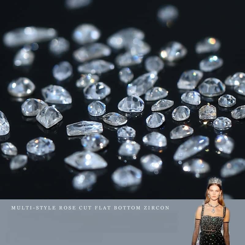 50pcs/pack, Irregular Mini Zircon Rhinestones, Rose‑Cut Flat‑Back, DIY Jewelry & Nail‑Art Decor Supplies