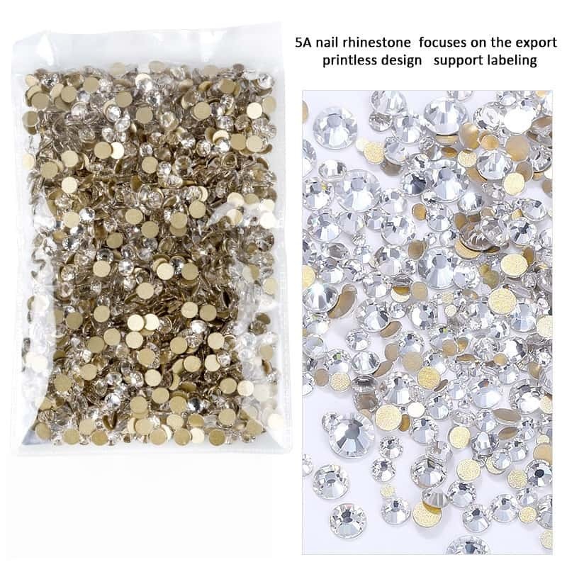1440pcs,Glass Rhinestones, Gold‑Back Flat‑Back,1.5‑6.5mm, DIY Nail‑Art Jewelry‑Making Supplies