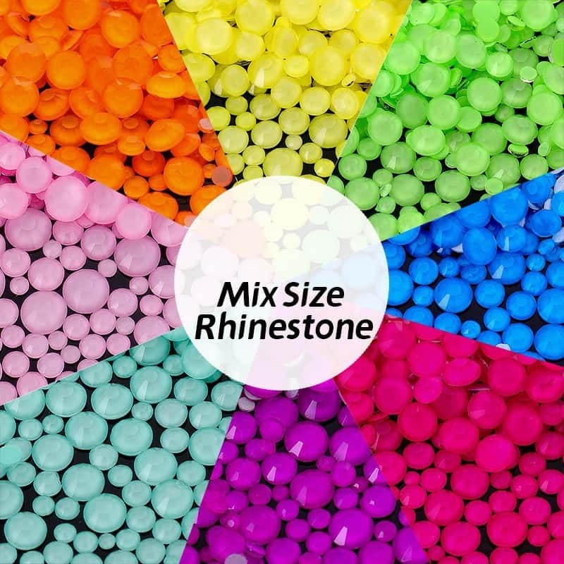 1440Pcs, Mocha‑Tone Round Rhinestones, Flat‑Back ,Luminous, Mixed Sizes, DIY Nail‑Art Jewelry‑Making Supplies