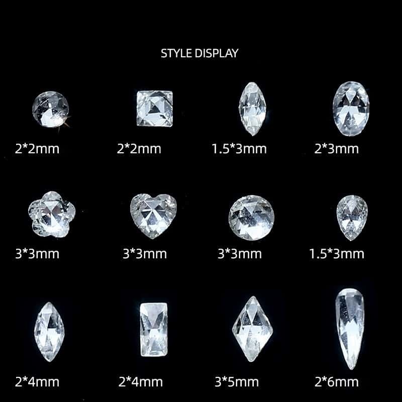50pcs/pack, Irregular Mini Zircon Rhinestones, Rose‑Cut Flat‑Back, DIY Jewelry & Nail‑Art Decor Supplies