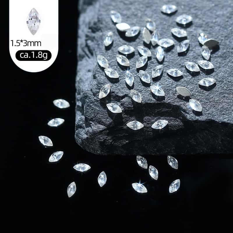 50pcs/pack, Irregular Mini Zircon Rhinestones, Rose‑Cut Flat‑Back, DIY Jewelry & Nail‑Art Decor Supplies