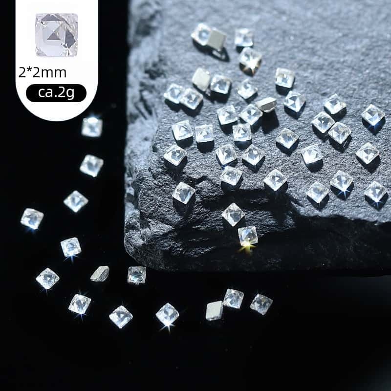 50pcs/pack, Irregular Mini Zircon Rhinestones, Rose‑Cut Flat‑Back, DIY Jewelry & Nail‑Art Decor Supplies