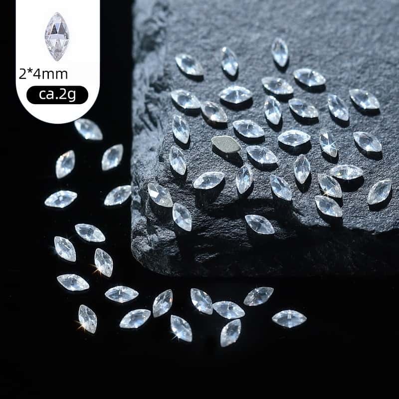 50pcs/pack, Irregular Mini Zircon Rhinestones, Rose‑Cut Flat‑Back, DIY Jewelry & Nail‑Art Decor Supplies