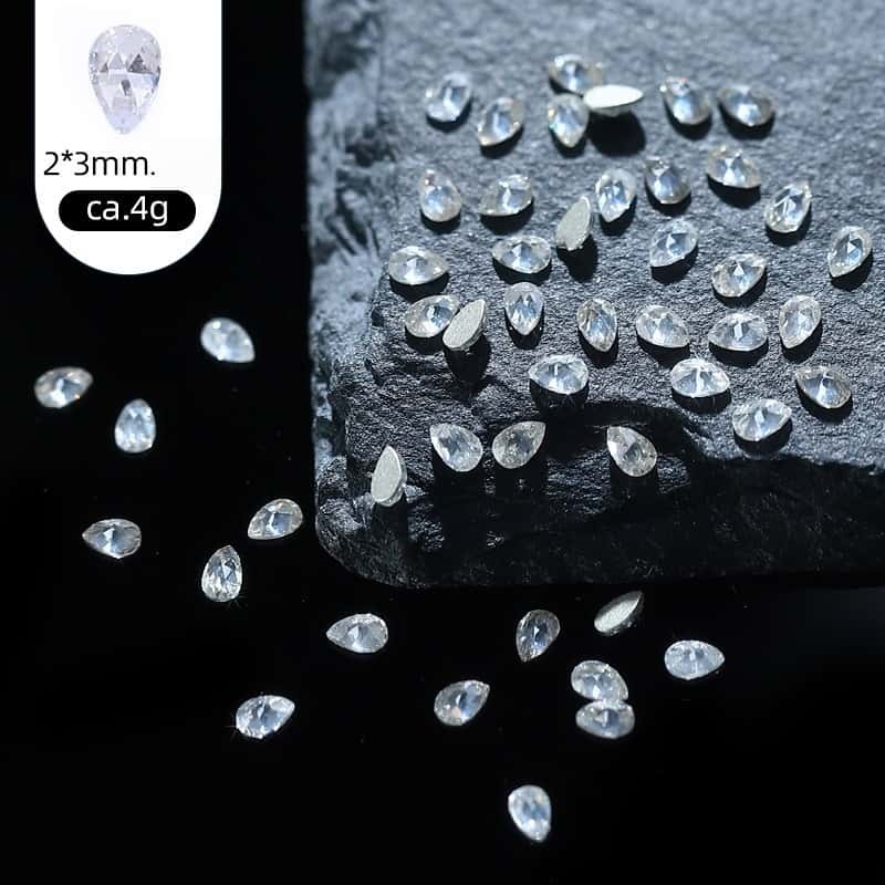 50pcs/pack, Irregular Mini Zircon Rhinestones, Rose‑Cut Flat‑Back, DIY Jewelry & Nail‑Art Decor Supplies
