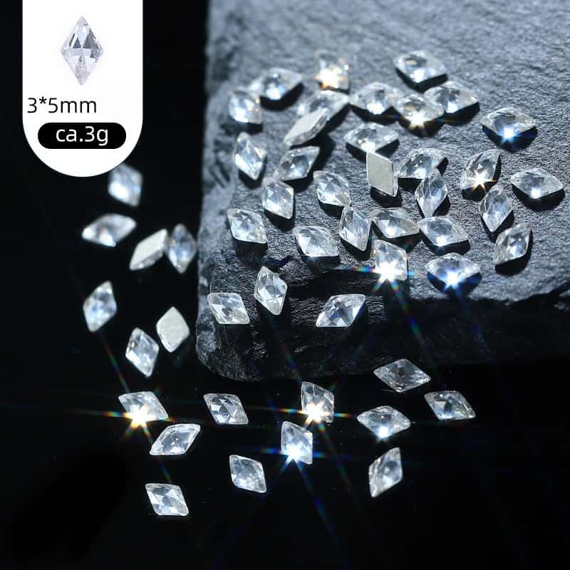 50pcs/pack, Irregular Mini Zircon Rhinestones, Rose‑Cut Flat‑Back, DIY Jewelry & Nail‑Art Decor Supplies