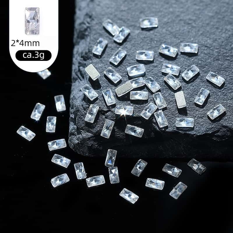 50pcs/pack, Irregular Mini Zircon Rhinestones, Rose‑Cut Flat‑Back, DIY Jewelry & Nail‑Art Decor Supplies