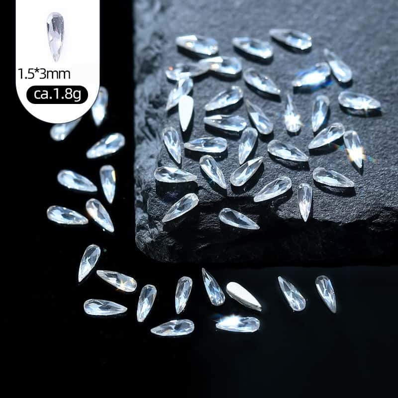 50pcs/pack, Irregular Mini Zircon Rhinestones, Rose‑Cut Flat‑Back, DIY Jewelry & Nail‑Art Decor Supplies
