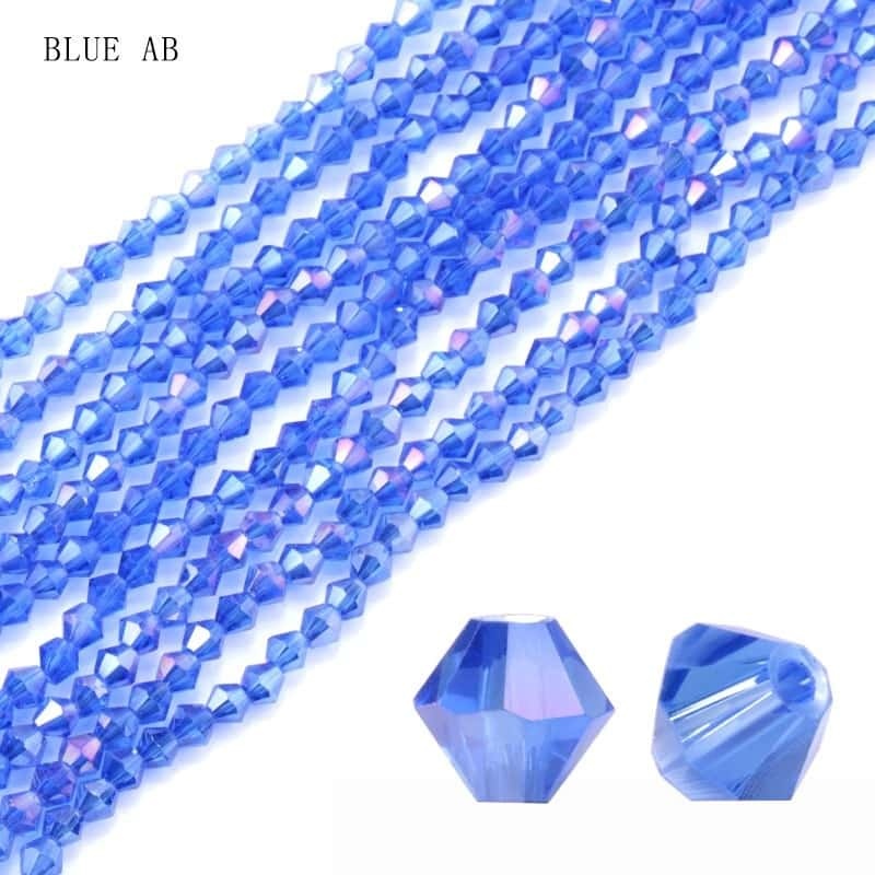 Electroplated Crystal Beads, Double‑Pointed, Rhombus, 4mm, Coated‑Colour, about 80pcs/strand,DIY Jewelry‑Making Accessories