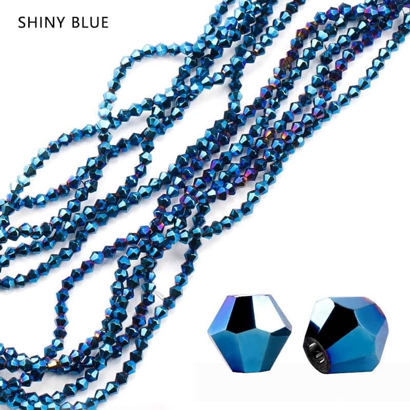 Electroplated Crystal Beads, Double‑Pointed, Rhombus, 4mm, Coated‑Colour, about 80pcs/strand,DIY Jewelry‑Making Accessories