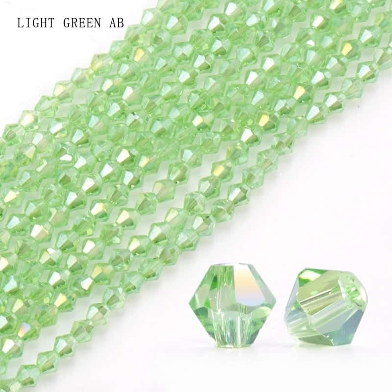 Electroplated Crystal Beads, Double‑Pointed, Rhombus, 4mm, Coated‑Colour, about 80pcs/strand,DIY Jewelry‑Making Accessories