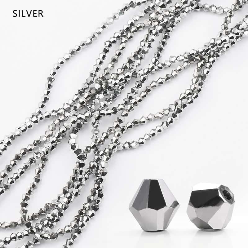 Electroplated Crystal Beads, Double‑Pointed, Rhombus, 4mm, Coated‑Colour, about 80pcs/strand,DIY Jewelry‑Making Accessories