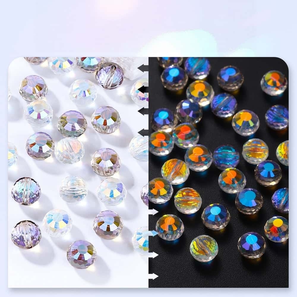 96‑Facet Glass Beads, Horizontal‑Hole, AB‑Iridescent, 8mm, 50pcs/pack, DIY Jewelry‑Making Supplies