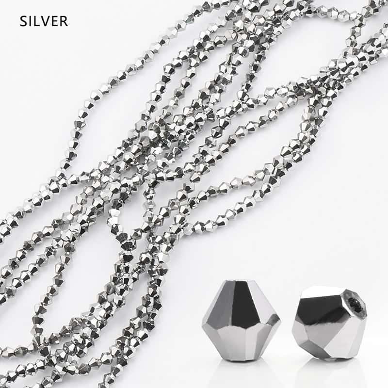Electroplated Crystal Beads, Double‑Pointed, Rhombus, 4mm, Coated‑Colour, about 80pcs/strand,DIY Jewelry‑Making Accessories