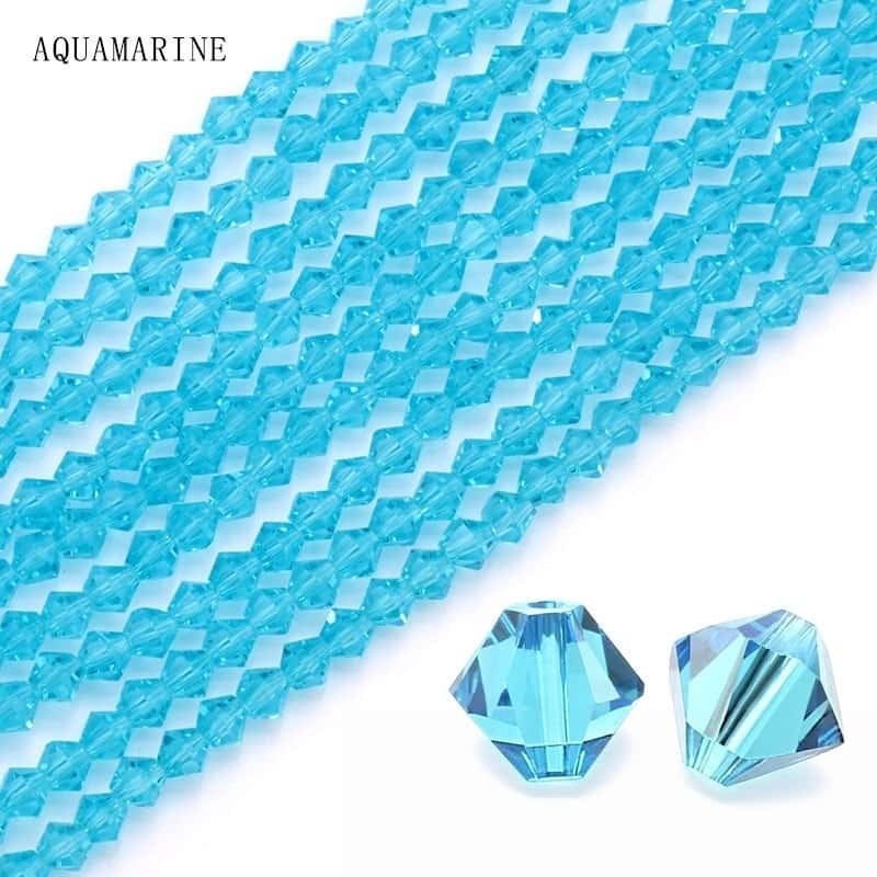 Electroplated Crystal Beads, Double‑Pointed, Rhombus, 4mm, Coated‑Colour, about 80pcs/strand,DIY Jewelry‑Making Accessories