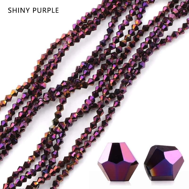 Electroplated Crystal Beads, Double‑Pointed, Rhombus, 4mm, Coated‑Colour, about 80pcs/strand,DIY Jewelry‑Making Accessories