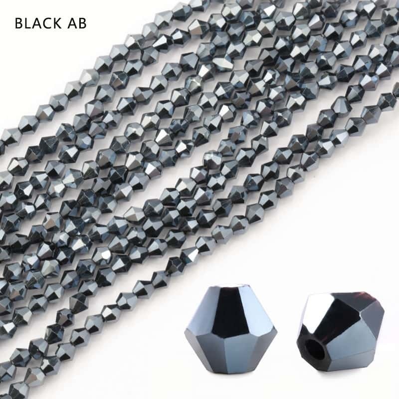 Electroplated Crystal Beads, Double‑Pointed, Rhombus, 4mm, Coated‑Colour, about 80pcs/strand,DIY Jewelry‑Making Accessories