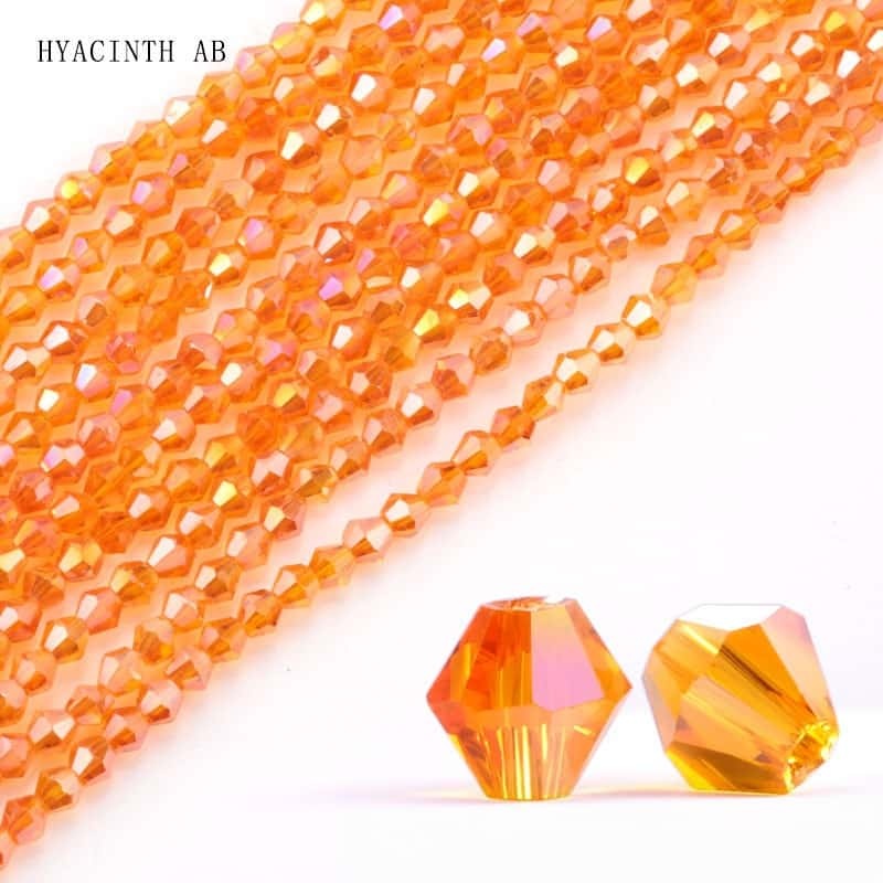 Glass Bicone Beads, 4mm, Electroplated AB‑Iridescent, About 80pcs/strand, DIY Jewelry‑Making Supplie