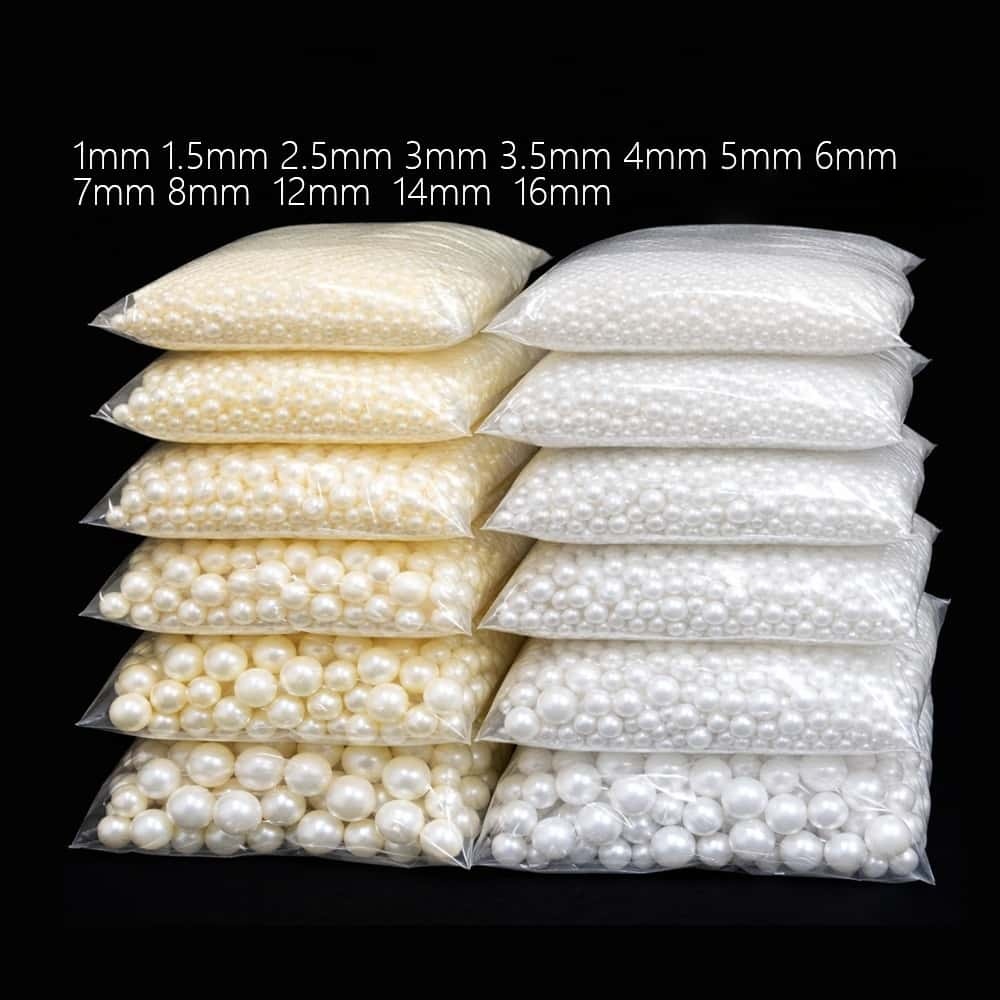 ABS Imitation Pearl Beads, High Gloss, Bulk Pack, 1‑16mm, for DIY Garment Accessories & Craft Supplies