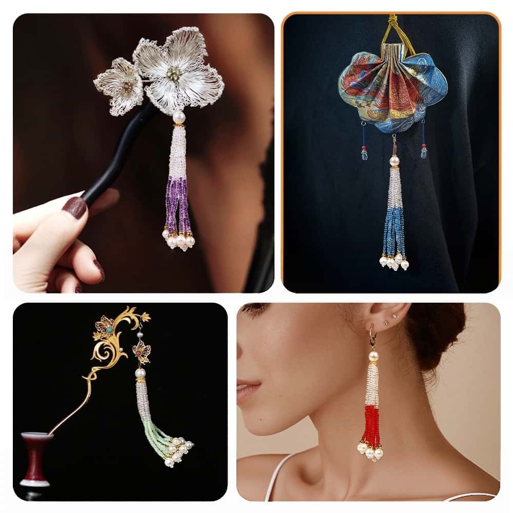 Two‑Color Beaded Tassel, DIY Jewelry Accessories, Semi‑Finished Pendants