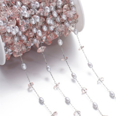 Irregular Chips Pearl Chain‑Steel‑Pink