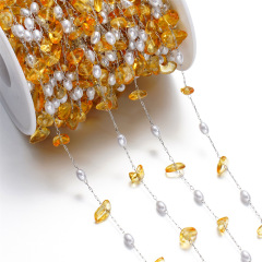Irregular Chips Pearl Chain‑Steel‑Orange