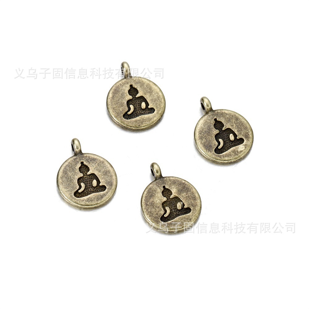 创意 字母圆形佛陀莲花生命树挂件吊坠 DIY饰品配件 合金配件材料