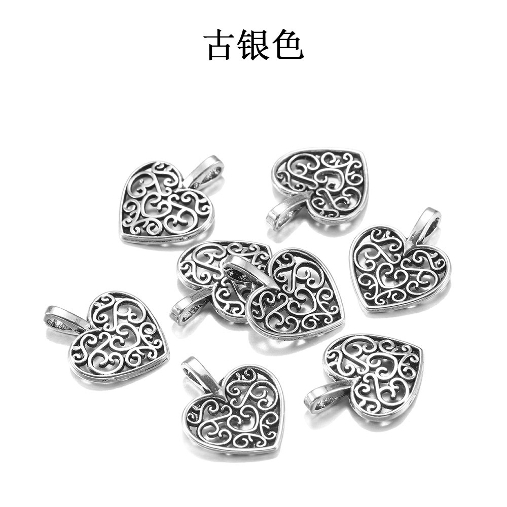 15*18mm镂空心形吊坠 锌合金心形饰品配件 镂空爱心吊坠挂件配件