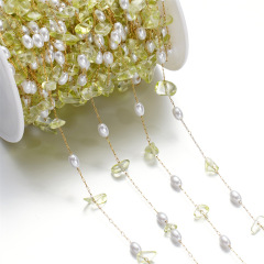 Irregular Chips Pearl Chain‑Gold‑Green