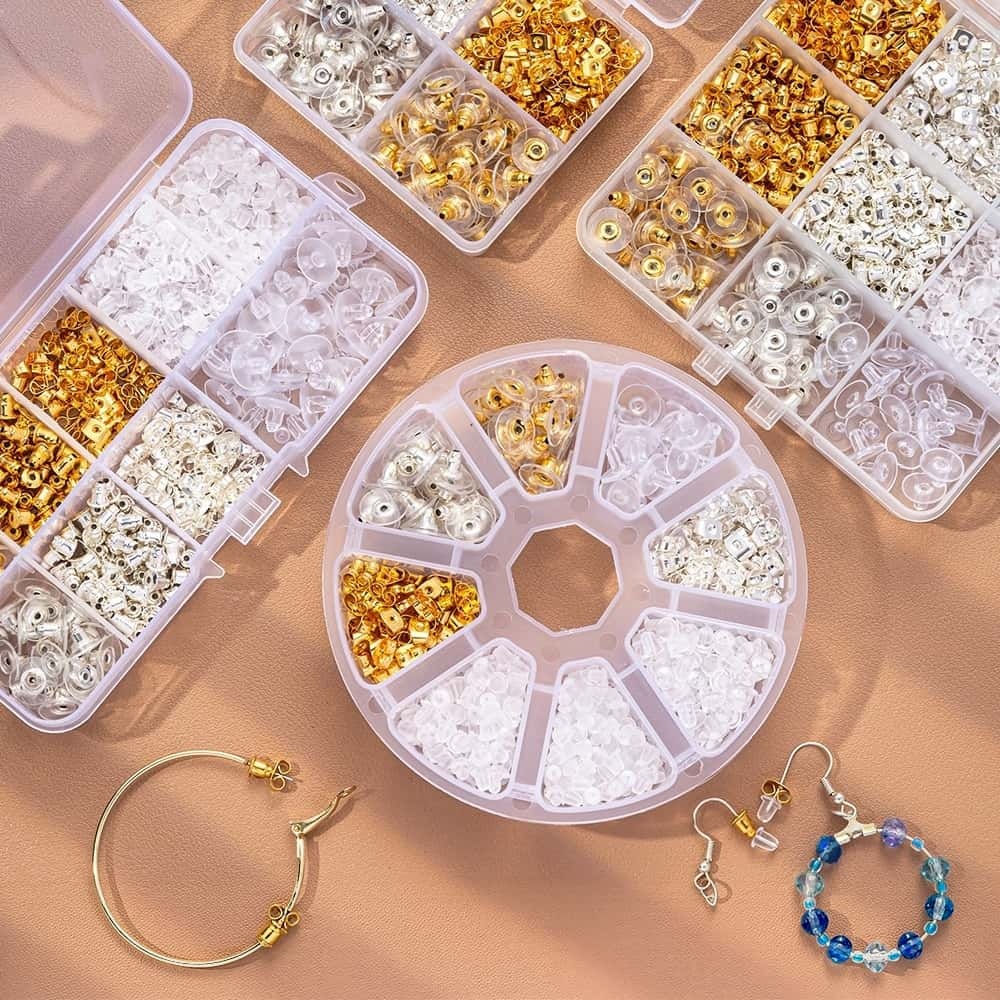Alloy & Silicone Ear Nuts, Earring Backs, Clear, Multiple Styles, DIY Jewelry Making Accessories