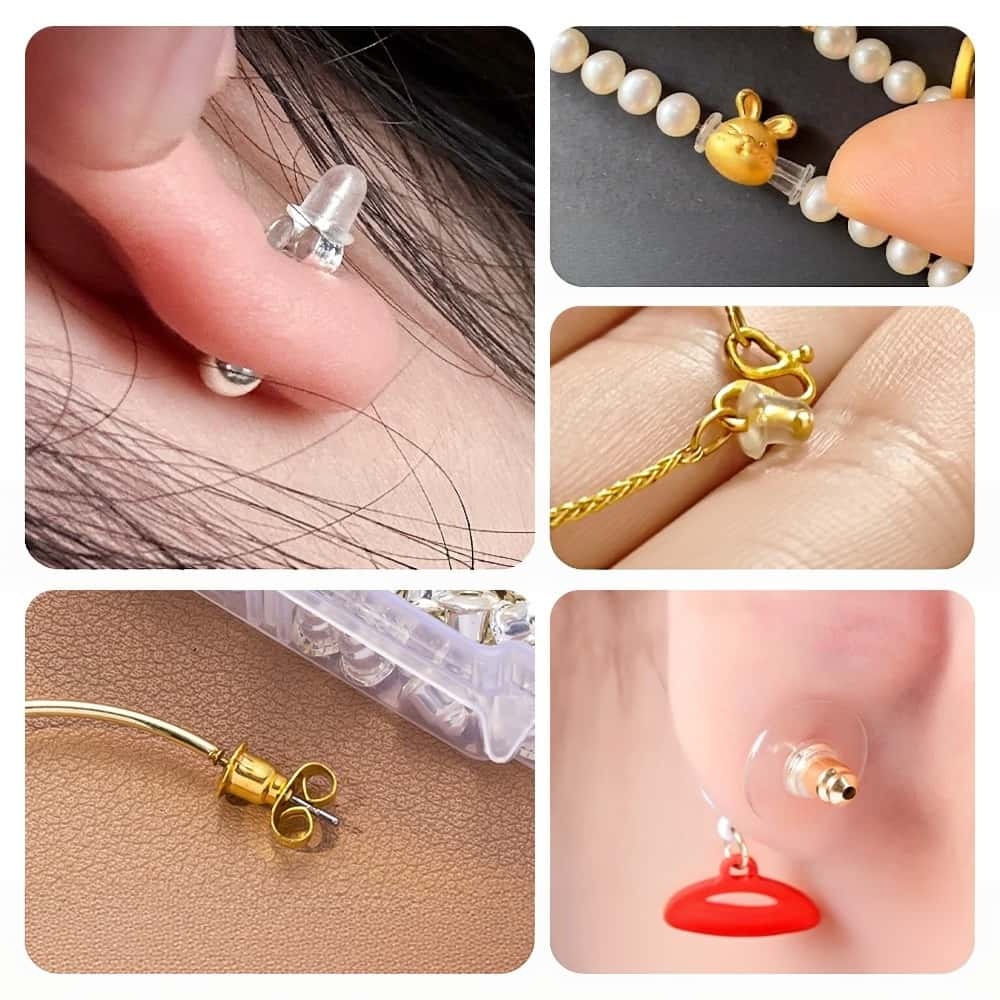 Alloy & Silicone Ear Nuts, Earring Backs, Clear, Multiple Styles, DIY Jewelry Making Accessories