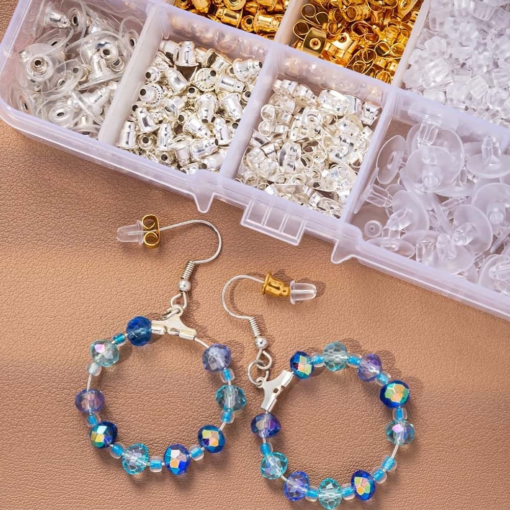 Alloy & Silicone Ear Nuts, Earring Backs, Clear, Multiple Styles, DIY Jewelry Making Accessories