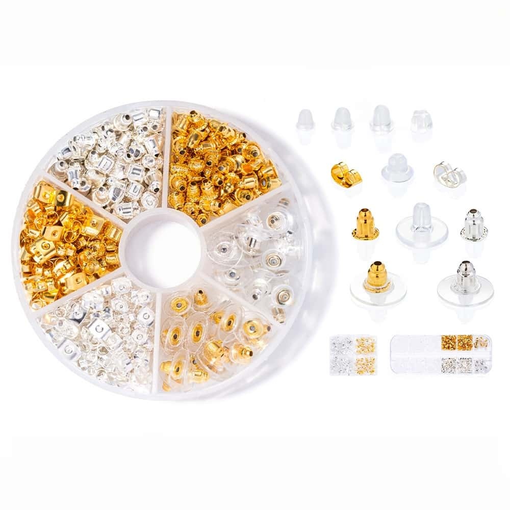 Alloy & Silicone Ear Nuts, Earring Backs, Clear, Multiple Styles, DIY Jewelry Making Accessories