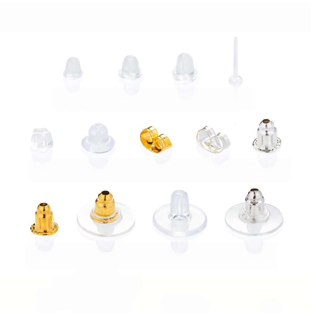 Alloy & Silicone Ear Nuts, Earring Backs, Clear, Multiple Styles, DIY Jewelry Making Accessories